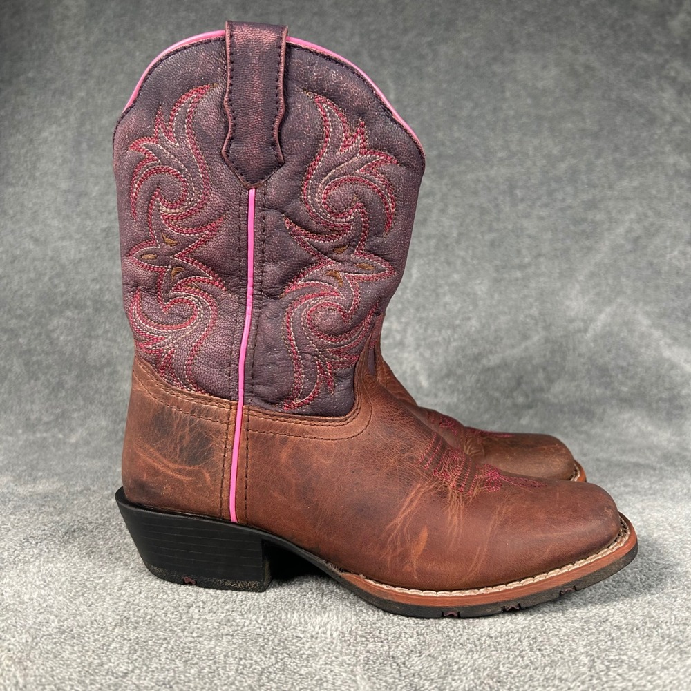 Dan Post Western Cowboy Boots Brown Purple Leather Youth Size 1 DPC2947